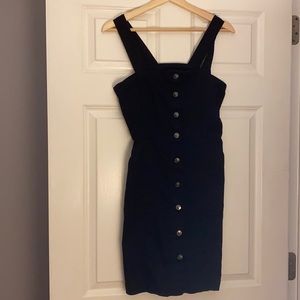 H&M black denim button down dress